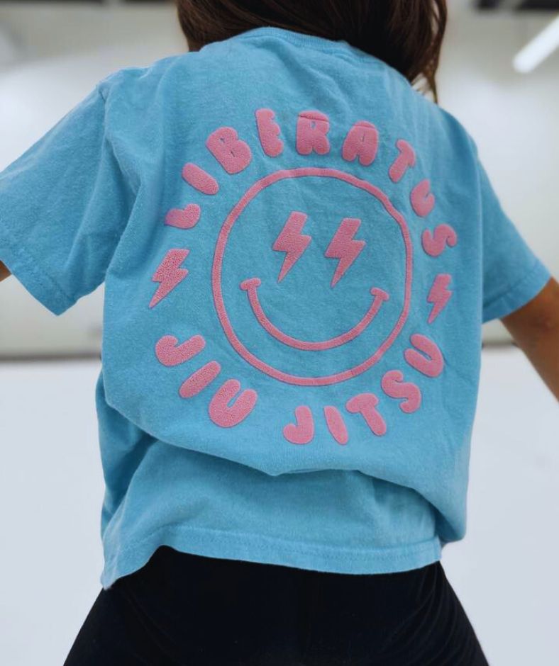 Smiley Face Tee - Blue and Pink